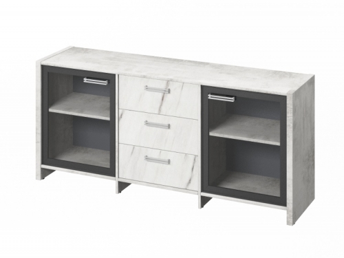 Тумба трехсекционная с 2 дверьми FB-13-02.G Хромикс белый/Мрамор Леванто белый Тумба трехсекционная с 2 дверьми FB-13-02.G Хромикс белый/Мрамор Леванто белый