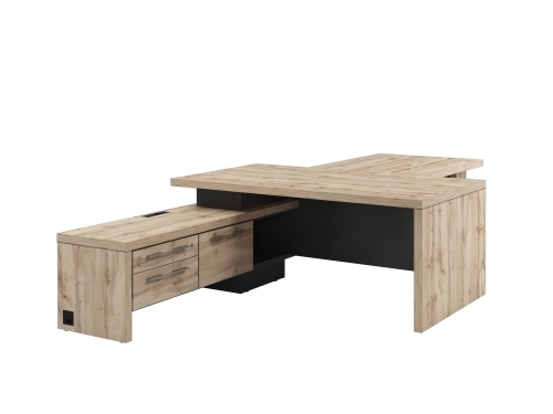 Стол руководителя с опорной тумбой Т-818.1000Л с брифингом и блоком розеток Стол руководителя с опорной тумбой Т-818.1000Л с брифингом и блоком розеток