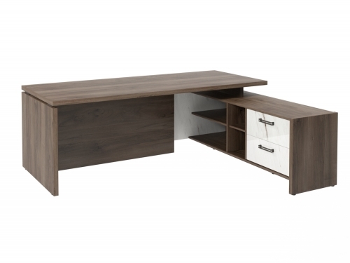 Стол с опорной тумбой FB-121R.GG Орех Пацифик Табак/Мрамор Леванто белый Стол с опорной тумбой FB-121R.GG Орех Пацифик Табак/Мрамор Леванто белый