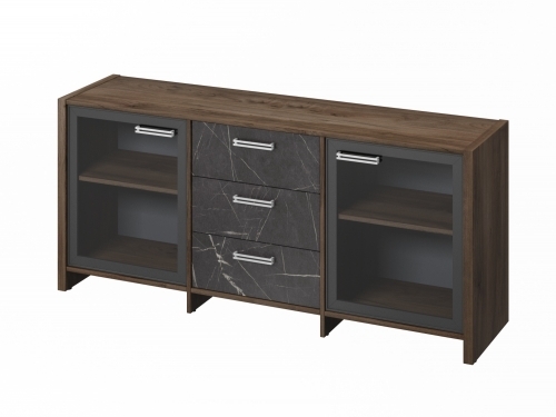 Тумба трехсекционная с 2 дверьми FI-13-02.G. Орех Пацифик Табак/Камень Пьетра Гриджиа черный Тумба трехсекционная с 2 дверьми FI-13-02.G. Орех Пацифик Табак/Камень Пьетра Гриджиа черный