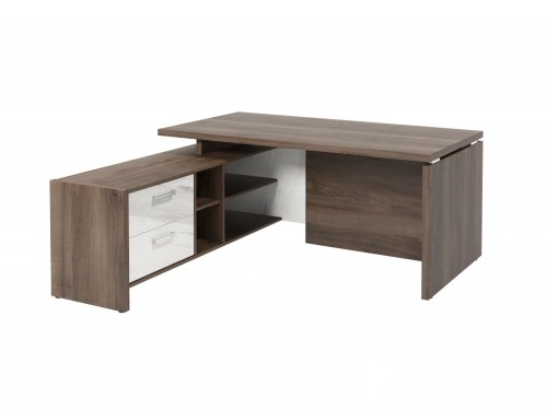 Стол с опорной тумбой FI-117L.GG Орех Пацифик Табак/Мрамор Леванто белый Стол с опорной тумбой FI-117L.GG Орех Пацифик Табак/Мрамор Леванто белый