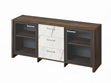 Тумба трехсекционная с 2 дверьми FB-13-02.G. Орех Пацифик Табак/Мрамор Леванто белый