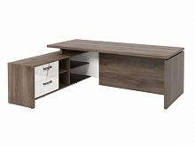 Стол с опорной тумбой FB-121L.GG Орех Пацифик Табак/Мрамор Леванто белый