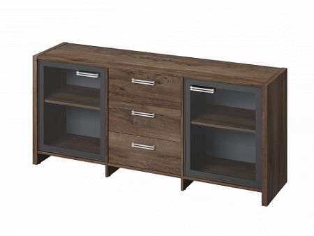 Тумба трехсекционная с 2 дверьми FI-13-02.D. Орех Пацифик Табак