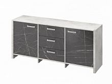 Тумба трехсекционная FI-13-01.G Хромикс белый/Камень Пьетра Гриджиа черный