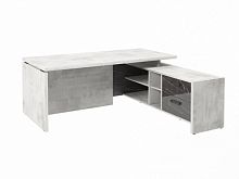 Стол с опорной тумбой FB-119R.GG Хромикс белый/Камень Пьетра Гриджиа черный