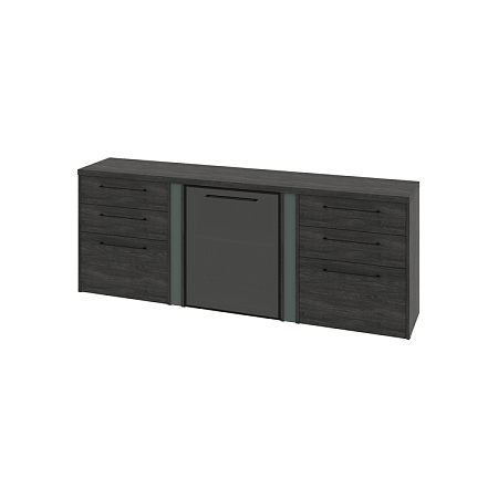 Тумба трехсекционная с дверью стеклянной в профиле и 6 ящиками Greenwood G-691.04R (R)