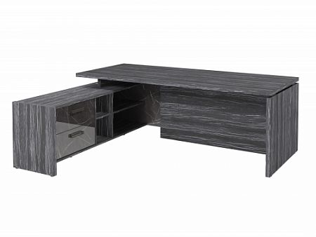 Стол с опорной тумбой FB-121L.GG Древесина Графит/Камень Пьетра Гриджиа черный